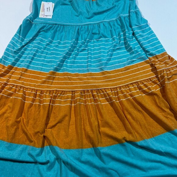 Lularoe Large Poppy Tiered Maxi Skirt - Orange & Teal w/ Tags - Picture 1 of 5